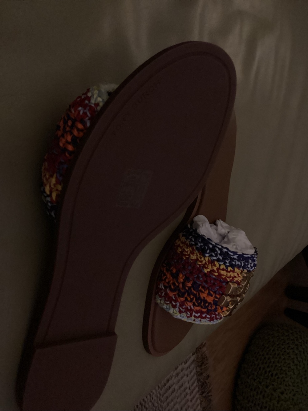 Tory Burch Multicolor Crochet Slide Sandals - Picture 3 of 5